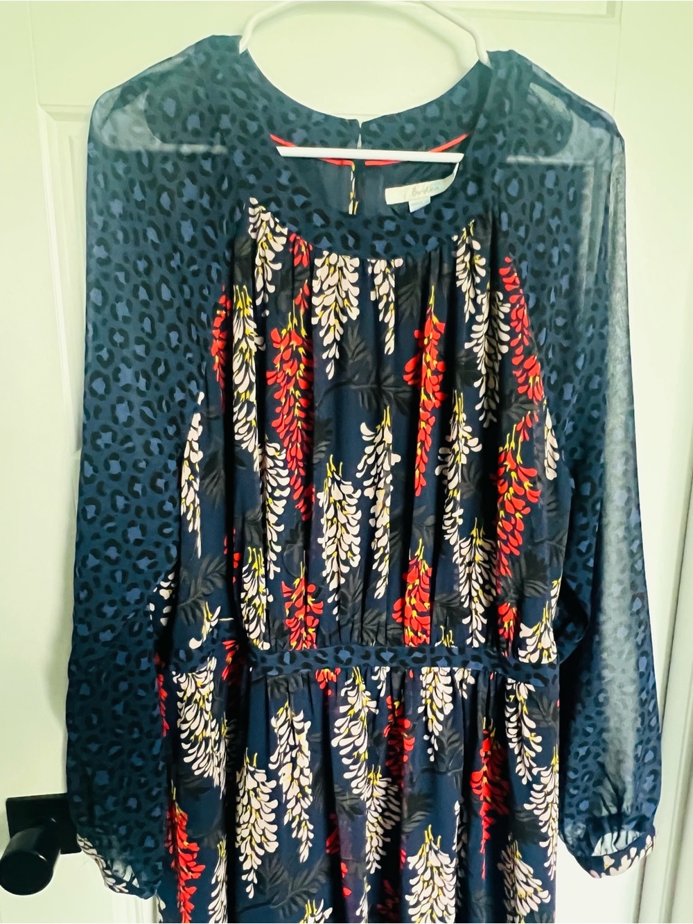 Boden Navy Floral-Print Long Sleeve Maxi Dress - Picture 3 of 7
